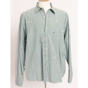 Lacoste Modern Fit Mens Dress Shirt | sz 46 | Green with Stripes